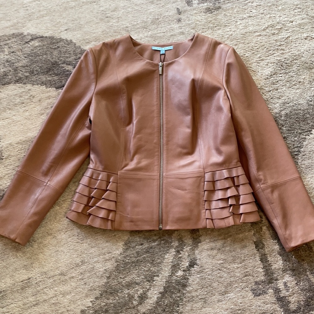 Genuine leather jacket - blush tan color